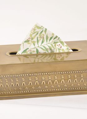 欧式美式古典轻奢全黄铜复古手工外贸进口冰桶纸巾盒套装居家摆件