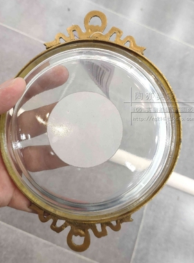 北欧美式纯黄铜玻璃肥皂盘创意耳钉戒指项链首饰收纳盘印度进口