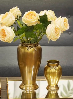 印度进口黄铜复古蝴蝶结台面花瓶北欧美式新房样板间售楼处摆件