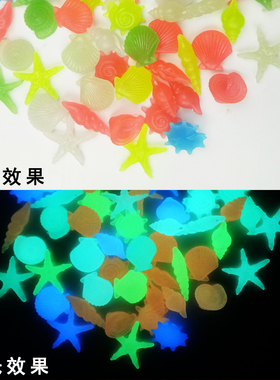 造景水族箱荧光石彩色贝壳海螺