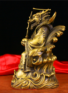 纯铜龙王像摆件东海龙王爷铜像家用供奉客厅佛堂工艺品四海龙王像