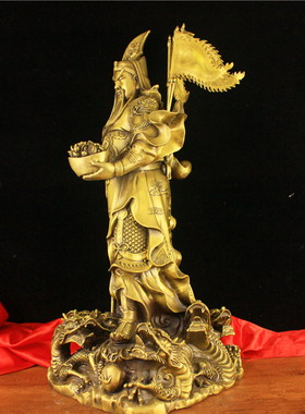 纯铜关公铜像摆件武财神九龙关公像骑龙武圣关帝商铺办公室客厅摆