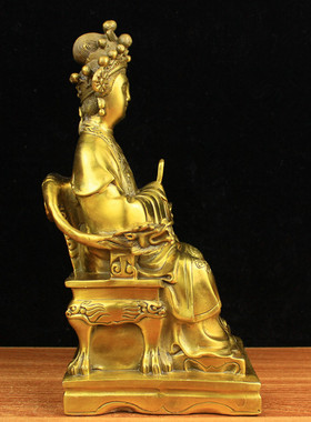 纯铜圣母铜泰山碧霞元君泰山老奶奶铜像家居客厅办公室桌面摆件