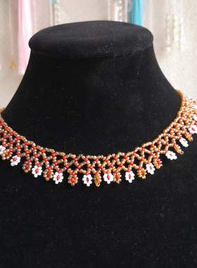 绾卿女款米珠编织蕾丝颈链新中式国风项链锁骨链旗袍配饰