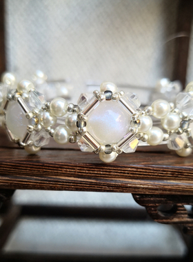 绾卿月光珍珠水晶包钻手链女复古新中式国风手链可调节