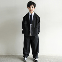 Boy suits suit casual boys birthday flower boy gown Three sets of handsome young children ruffly handsome Western-style fried street