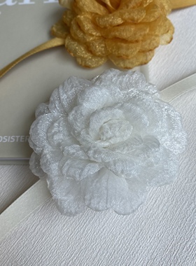 手作原创黄白立体花朵choker小众