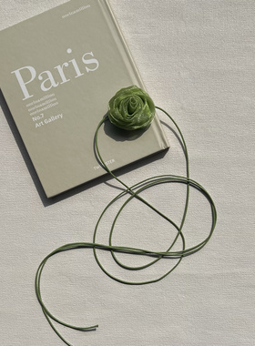 复古颈花项链欧根纱玫瑰choker