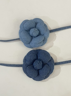 高级感牛仔山茶花绑带颈花甜酷千禧辣妹ins项链choker朋克锁骨链