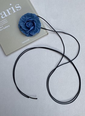 芭蕾风山茶花系带锁骨链choker