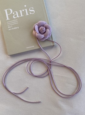 梦幻紫色山茶花choker长款项链