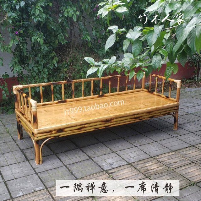 新中式罗汉床竹制榻榻米藤编凉床禅意客厅竹子沙发椅单人四川竹床