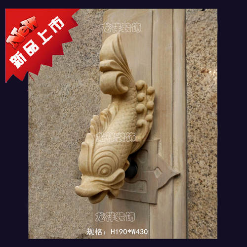 砂岩喷水鱼雕塑水池喷泉接水盆花盆壁挂园林景观装饰摆件贝壳盆 - 图0