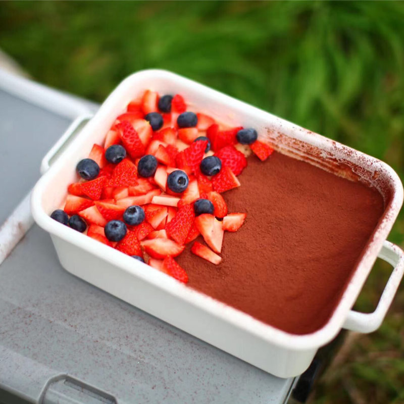 Rectangular Noda enamel Japanese-style crisper meal prep box