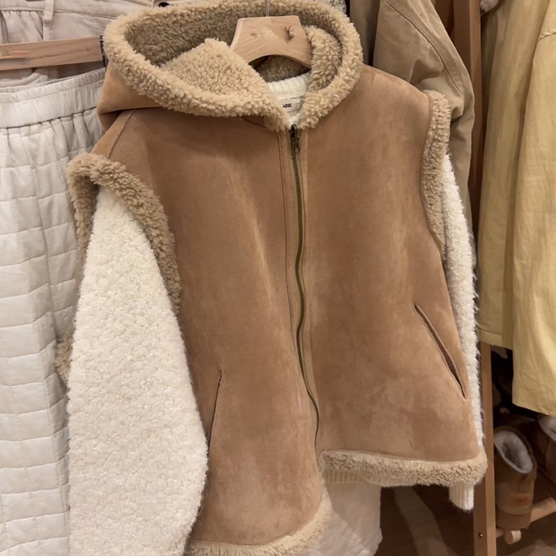 正品现货~两面穿连帽皮毛一体马夹韩国冬季叠穿百搭马甲短外套女,淘宝优惠券,粉丝福利购,淘宝优惠卷