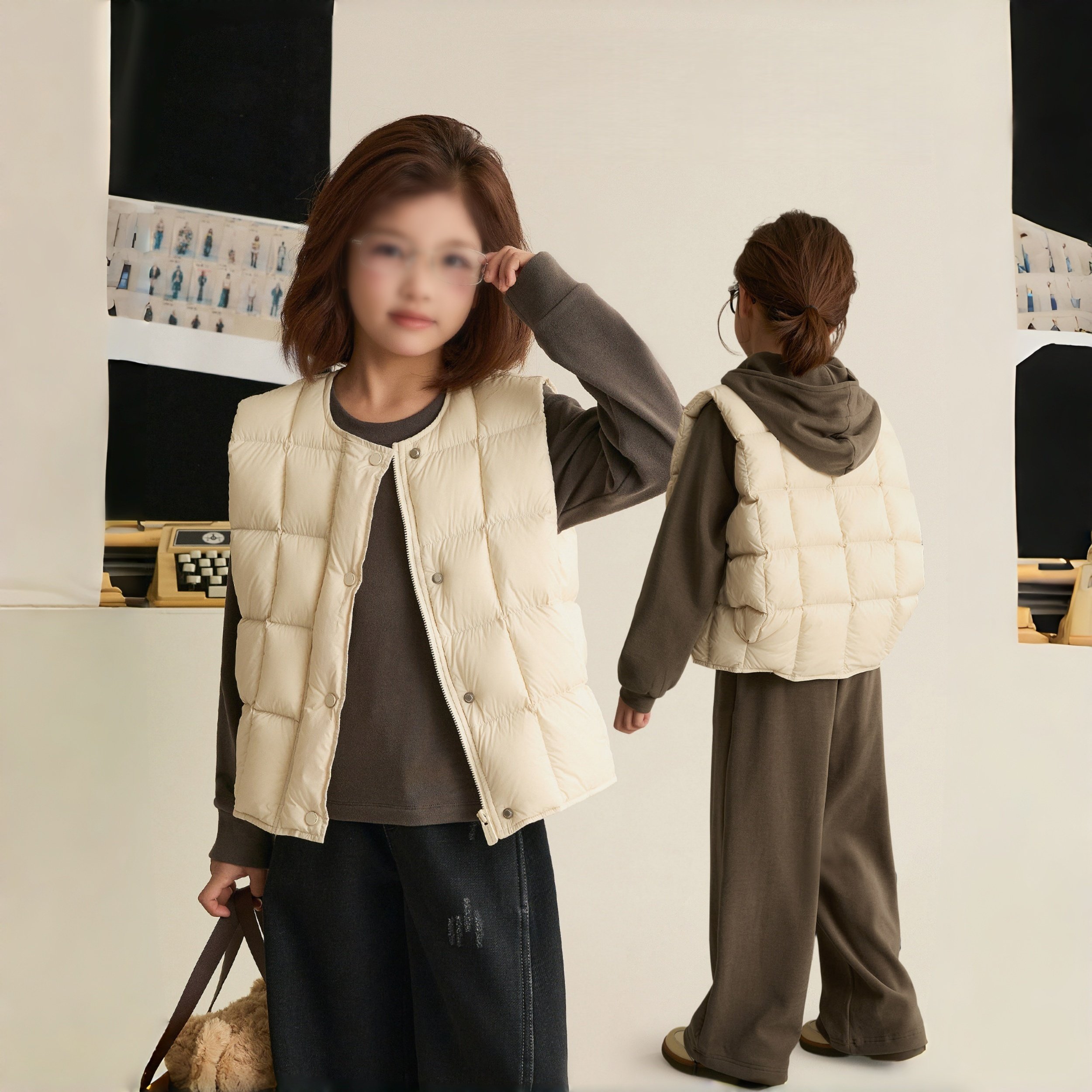 素衣彼时3730秋冬亲子羽绒马甲纸样休闲无领轻薄保暖亲子马甲样板,淘宝优惠券,粉丝福利购,淘宝优惠卷