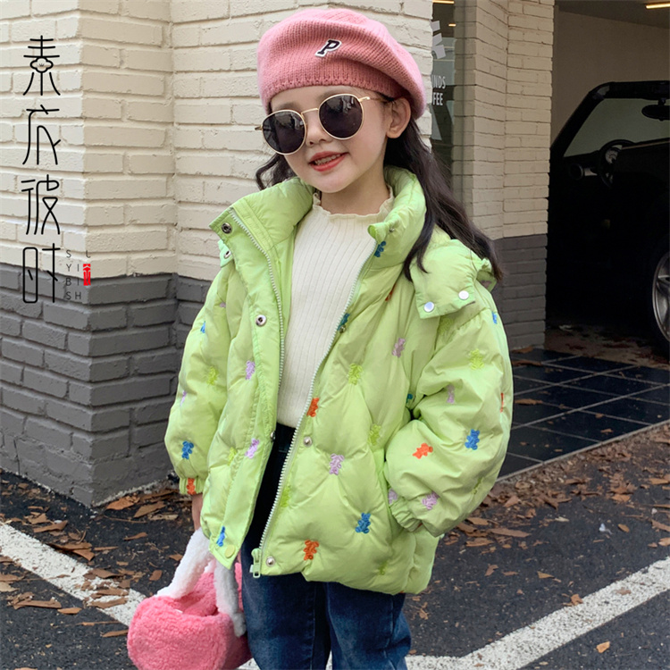 素衣彼时2214女童羽绒服1:1服装裁剪图短款连帽外套手工diy纸样板 - 图1