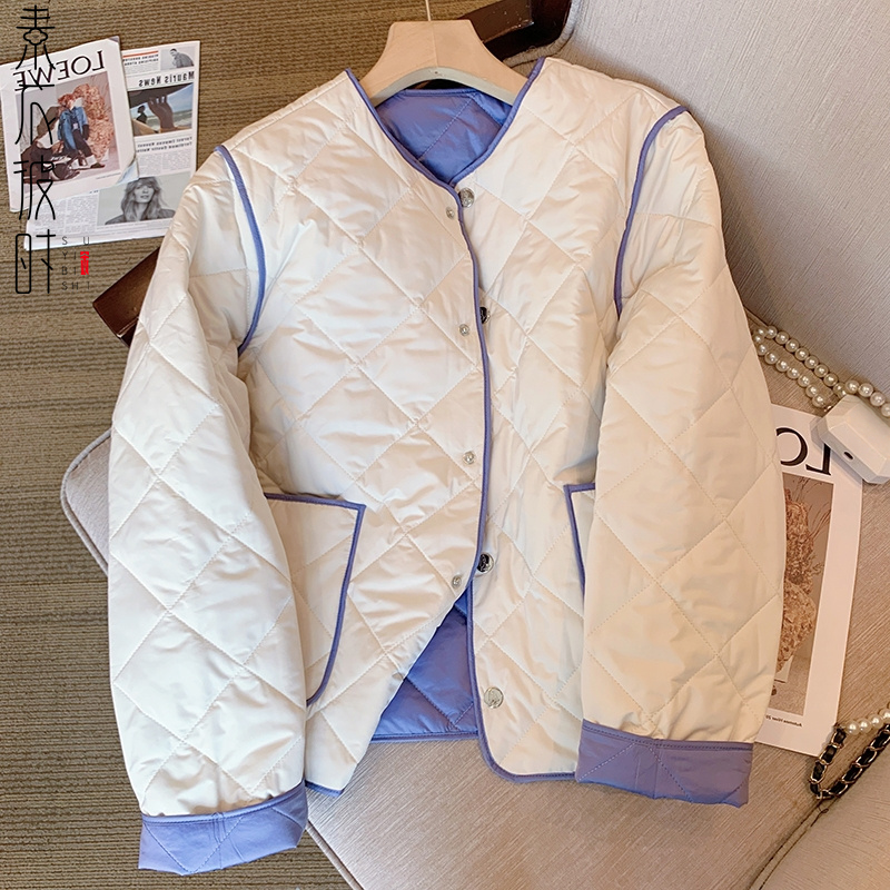 素衣彼时3244秋冬女士双面穿菱格棉衣外套纸样慵懒港风棉服纸样板 - 图3