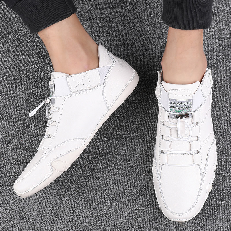 秋季英伦品牌男鞋韩版潮流百搭休闲皮鞋男士软面豆豆懒人小白潮鞋,淘宝优惠券,粉丝福利购,淘宝优惠卷