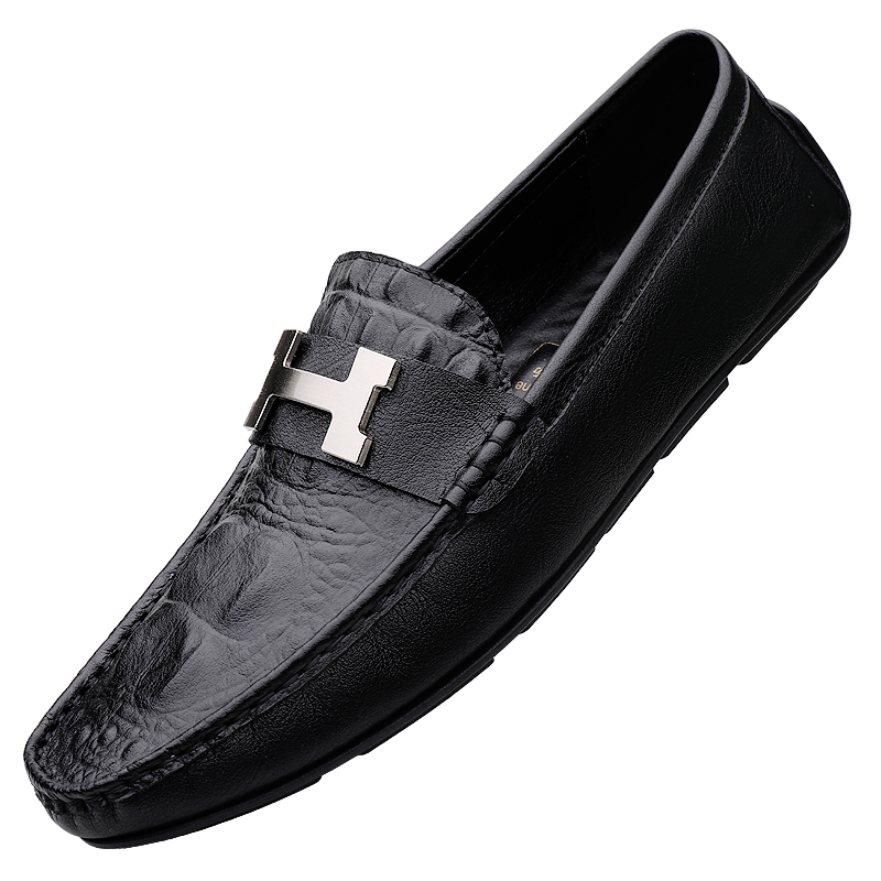 休闲皮鞋男鞋春秋季2025款透气真皮一脚蹬鞋子男豆豆鞋驾车懒人鞋,淘宝优惠券,粉丝福利购,淘宝优惠卷