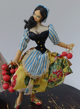 西洋古董西班牙古董娃娃50年代LAYNA全手工少见精致中古玩具27cm