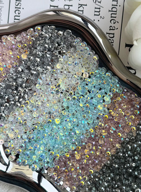 4mm电镀扁珠晶晶手串DIY材料水晶玻璃串珠散珠服饰配件隔珠车轮珠