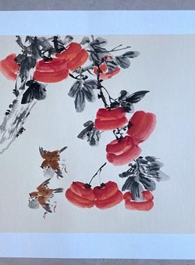 纯手绘花鸟国画卡纸画心装饰画