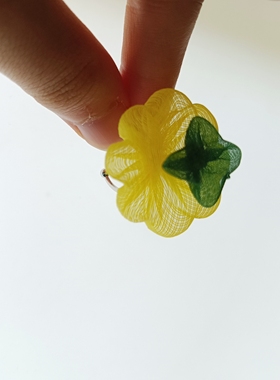 日系首饰系列欧根纱可爱超仙小众泡泡花四叶芯小花戒指清新显白