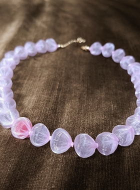 日系首饰系列欧根纱手作泡泡花饰品可爱超仙樱花粉项链雅致轻盈