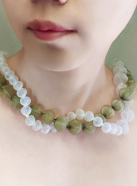 日系首饰系列 欧根纱手作泡泡花项链 可爱超仙小清新婚纱