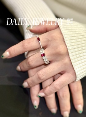 蛋形排戒培育红宝（红宝，蓝宝，海蓝宝，粉钻，一共四个颜色）