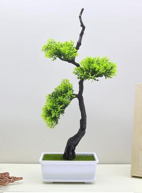 仿真松枝假花盆栽假松柏塑料盆景室内松树绿色植物桌面装饰摆件