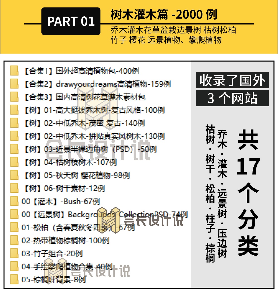 建筑景观园林效果图后期PS素材人动物树植物水面草地花鸟天空PSD-图1