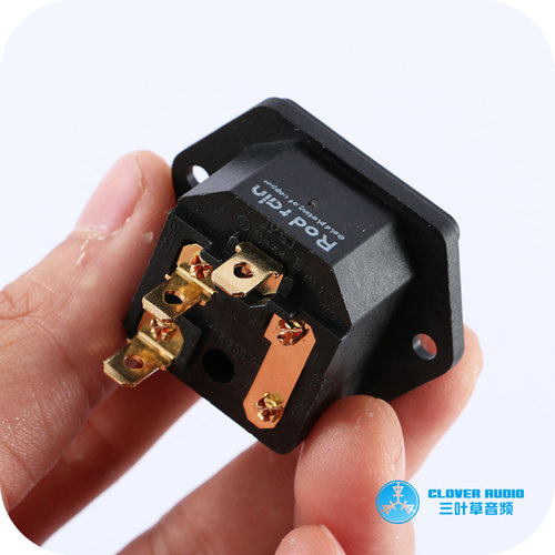 罗德雨全铜 紫铜镀金二合一AC品字电源插座带保险管座功放机尾座 - 图1