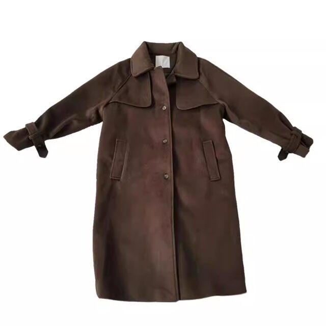 包邮！J3667# 韩系纯色冬款气质长款口袋女士毛呢大衣外套 1.5KG