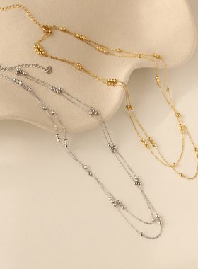 双层链叠戴项链锁骨链