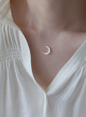 包邮！钛钢镀18K金  隐形鱼线贝壳月亮月牙项链项圈 0.01KG