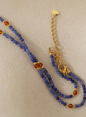 星空色系天然石蓝纹项链