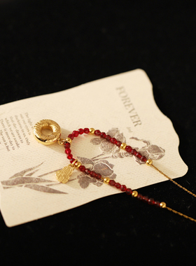 新年款2026福字喜庆红色中国风串珠葫芦项链锁骨链钛钢镀金