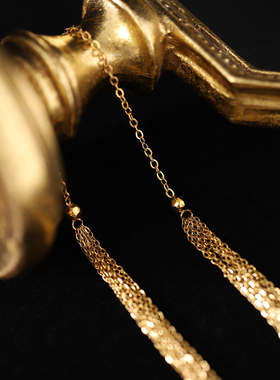 简约高级感小众项链银河素链镭射金珠多层链锁骨链钛钢镀金