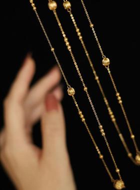 不掉色轻奢高级感真金双层圆珠链