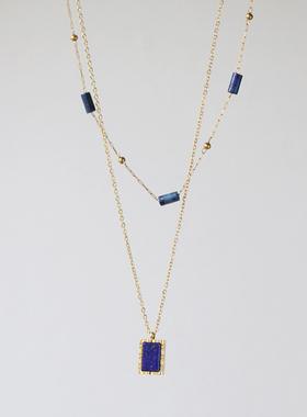 天然青金石几何锁骨链项链