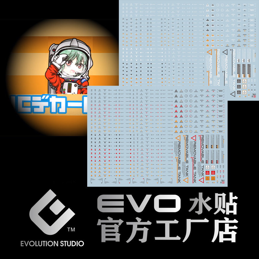 包邮 【EVO】NC06 高达军模 通用警告 标示 HIQ 1/100 1/144 水贴 - 图0