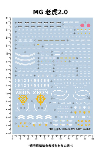 包邮 匠心社 MG 古夫 老虎 2.0 MS-07B GOUF 模型 水贴 [MG120] - 图1