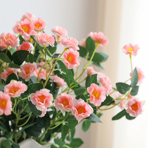 蔷薇仿真花小玫瑰假花花束客厅餐桌摆件花篮装饰室内月季绢花塑料 - 图2