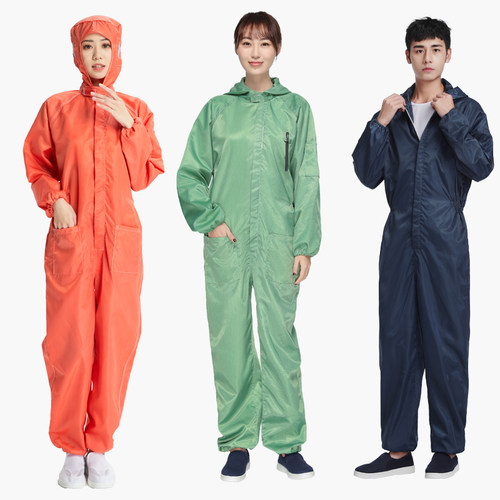 无尘服防静电连体服工作服蓝白喷漆防护洁净服男女套全身分静电衣 - 图1