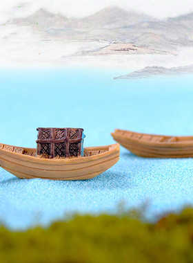 仿真微景观乌篷船苔藓树脂