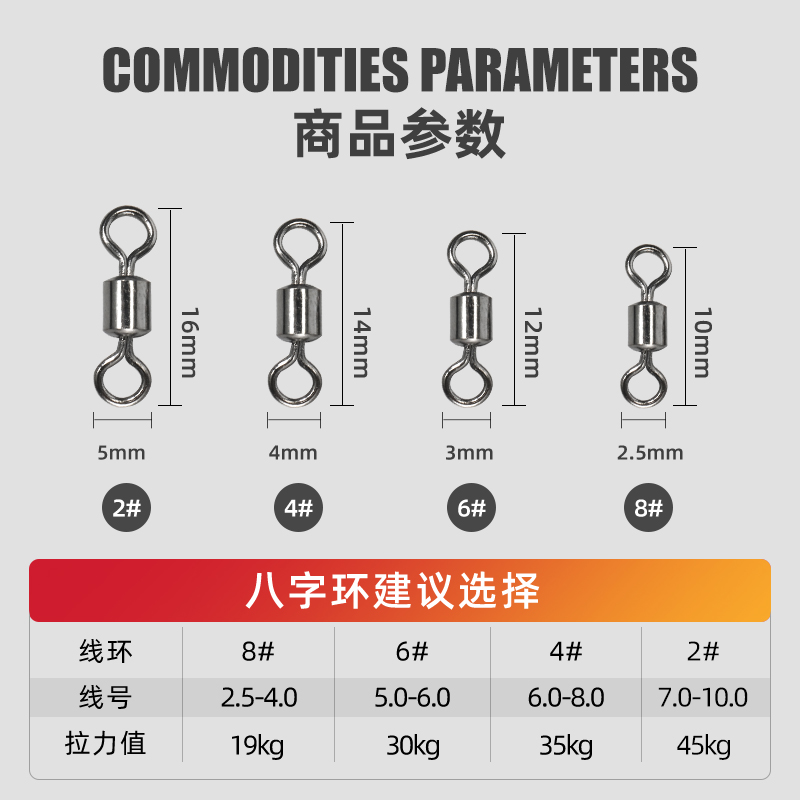 友渡美式8字环八字旋转环连接器强拉力钓鱼配件路亚渔具用品大全 - 图2