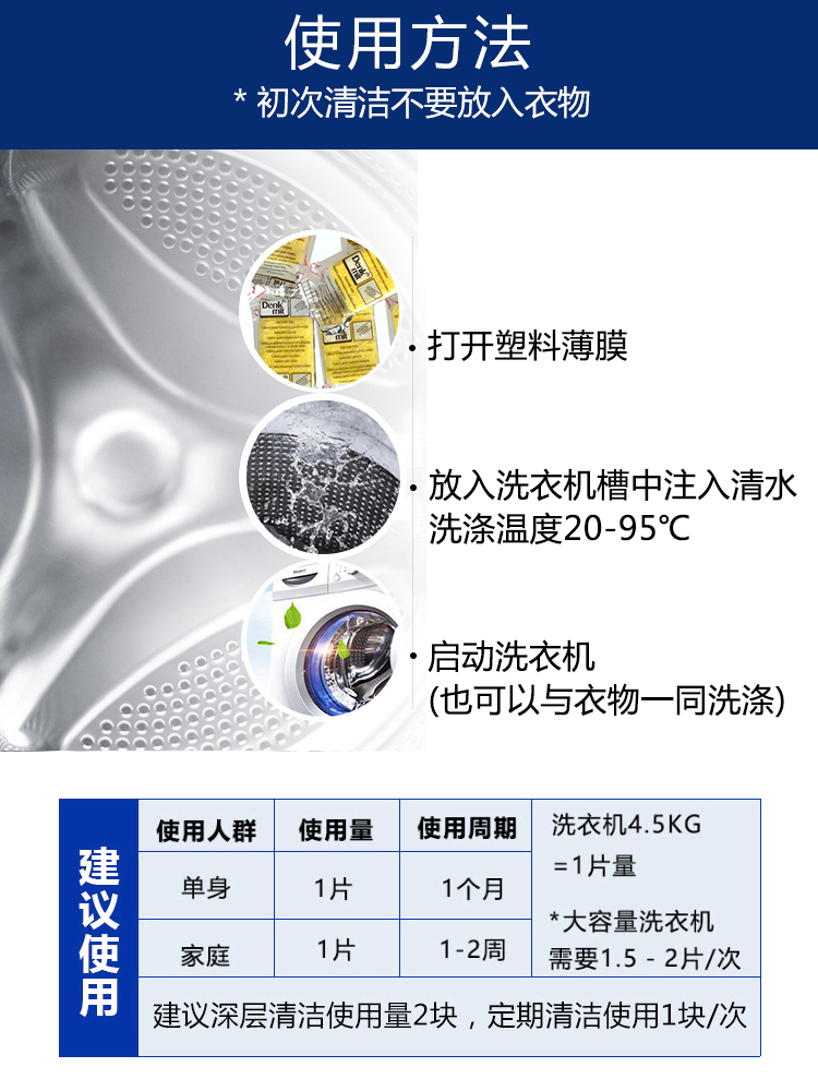 清仓]德国DM洗衣机清洗剂消毒除垢味Denkmit滚筒机槽泡腾片6块装-图0