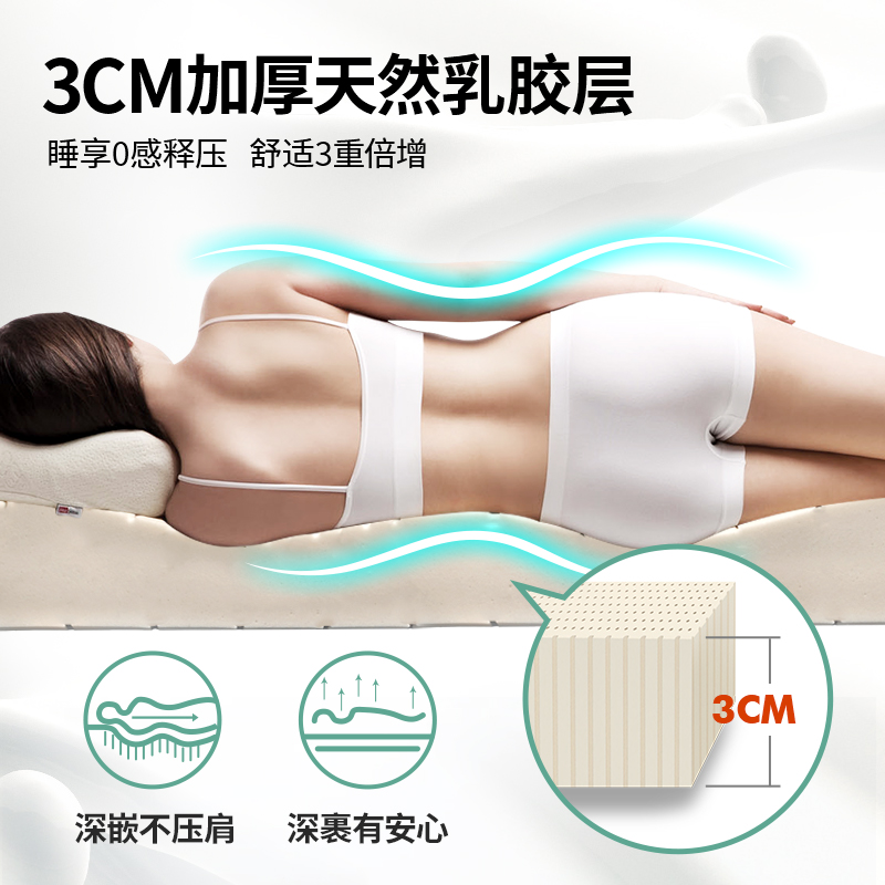 雅兰席梦思床垫双人家用独立弹簧3cm加厚天然乳胶正反两用睡美人-图1